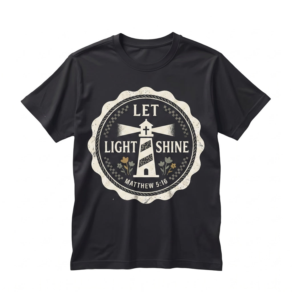 Let Your Light Shine Retro Bible Verse Religious Christian Faith Based Motivational Graphic Apparel Unisex TShirt