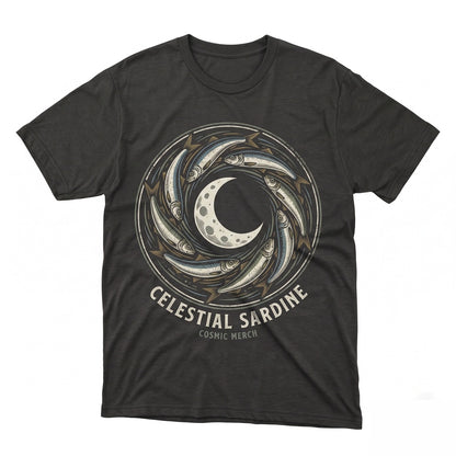 Vintage Retro Three Sardines Moon Graphic Oversized Washed Funny Unisex TShirt