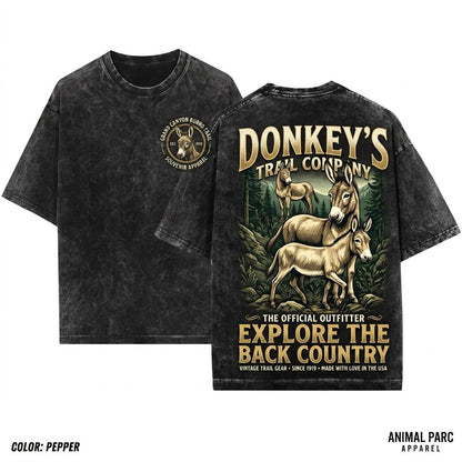 Donkey in Nature Vintage Graphic Farm Animal Lover Gift 90s Forest Unisex Wash T-Shirt