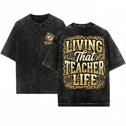 Leopard Varsity Animal Print New Teach Teacher Gift Sweatshirt Unisex Wash T-Shirt