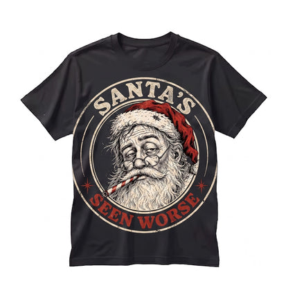 Santas Seen Worse Funny Sarcastic Graphic Retro Holiday Adult Christmas Gift Unisex TShirt