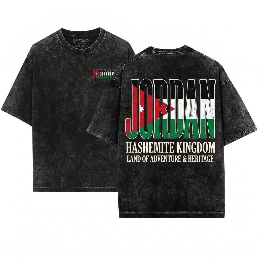 Mens Jordanian Country National Flag Birthday Gift Unisex Wash T-Shirt