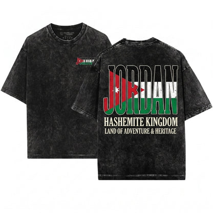 Mens Jordanian Country National Flag Birthday Gift Unisex Wash T-Shirt