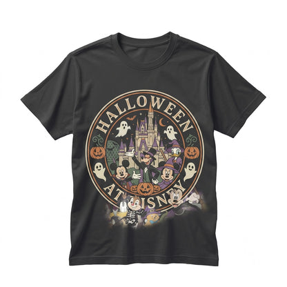 Vintage Theme Park Halloween Family Vacation 2026 Retro Castle Characters Graphic Holiday Group Apparel Unisex TShirt