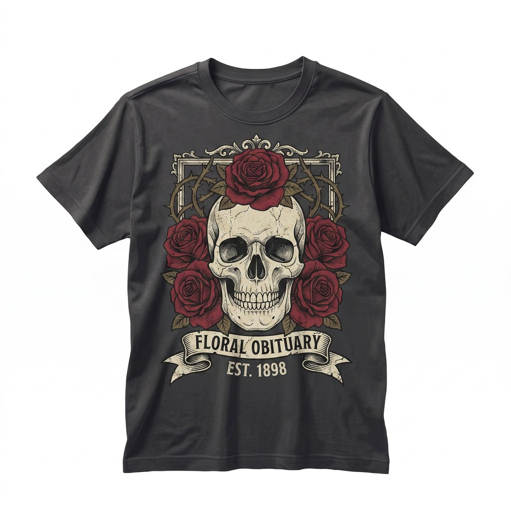 Vintage Retro Skeleton Roses Graphic Halloween Spooky Witch Fall Unisex TShirt