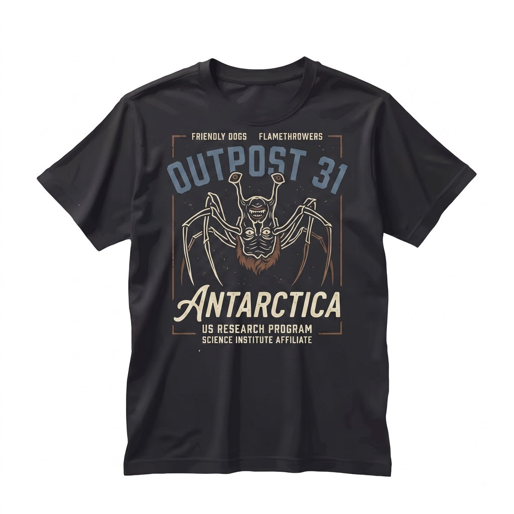 Retro 80s Sci-Fi Horror Movie Outpost 31 Spider Head Creature Graphic Unisex TShirt