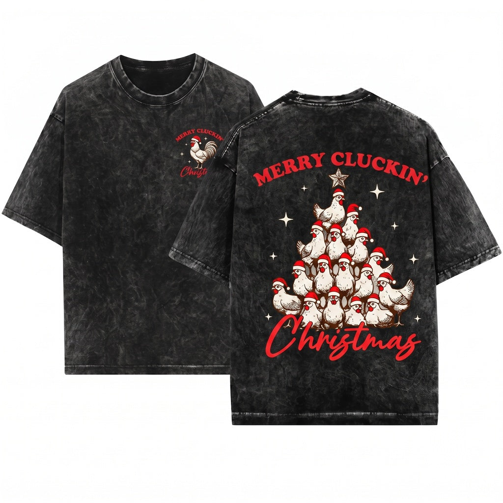 Merry Cluckin Christmas Sweatshirt Funny Xmas Farm Animal Chicken Lover Gift Unisex Wash T-Shirt