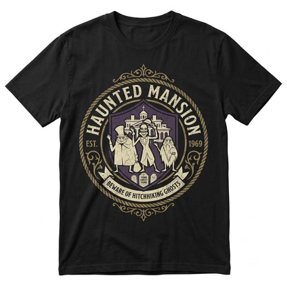 Retro Vintage Spooky House Welcome Foolish Mortals Hitchhiking Phantom Madam Leota Halloween Graphic Top Unisex TShirt
