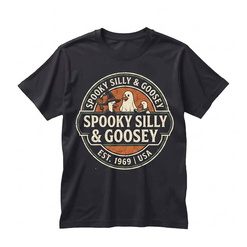 Halloween Ghost Silly Goose Spooky Fall Pumpkins Unisex TShirt