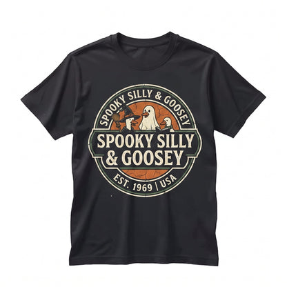 Halloween Ghost Silly Goose Spooky Fall Pumpkins Unisex TShirt