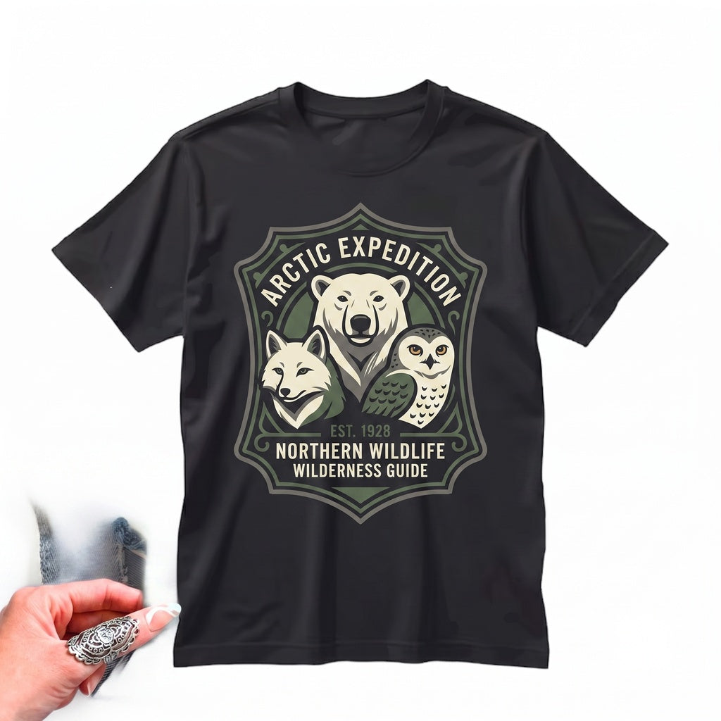 Retro Arctic Wildlife Graphic Polar Bear Fox Owl Winter Wilderness Nature Animal Lover Gift Unisex TShirt