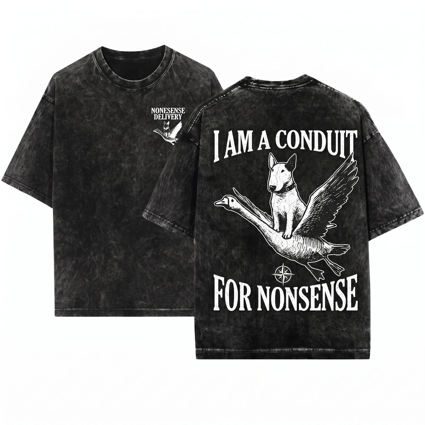 Funny Conduit For Nonsense Bull Terrier Retro Silly Weird Dog Mom Dad Humorous Gift Unisex Heavyweight Garment-Dyed T-Shirt