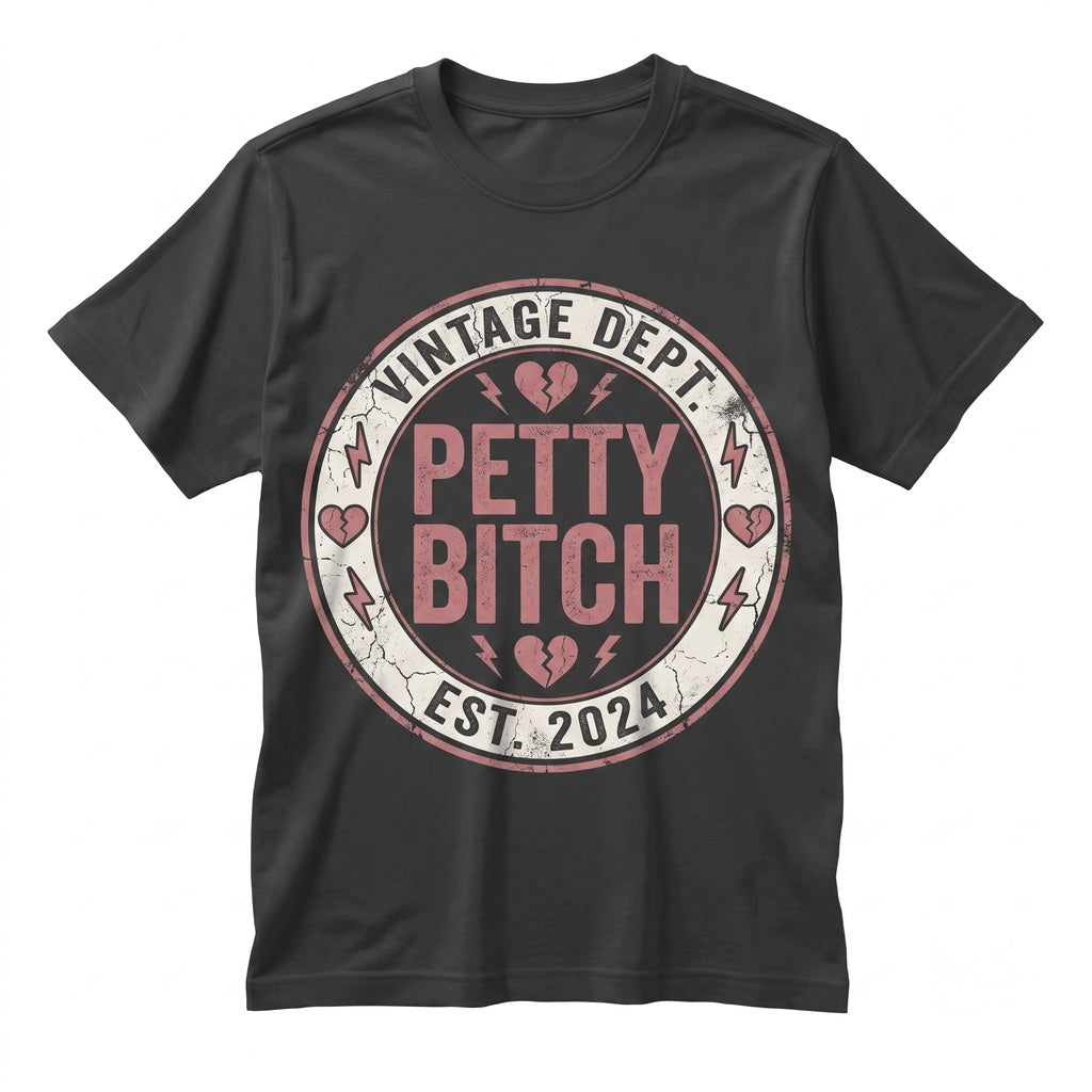 Petty Bitch Funny Sassy Bright Pink Snapback Trucker Graphic Top Unisex TShirt