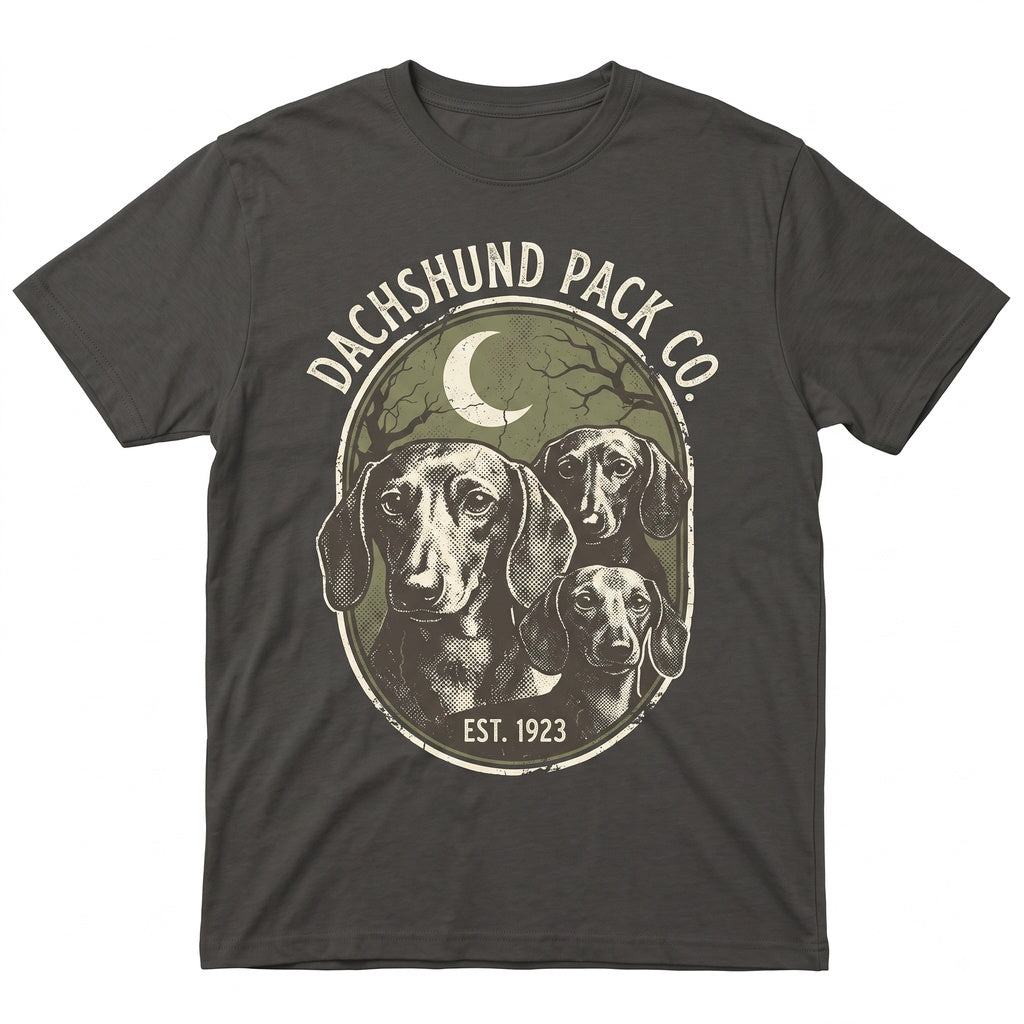 Vintage Dachshund Full Moon Graphic Retro Wiener Dog Lover Gift Funny Pet Owner Unisex TShirt