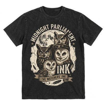 Graphic Vintage Moon Nocturnal Wildlife Great Horned Barn Owl Forest Animal Nature Art Gift Unisex TShirt
