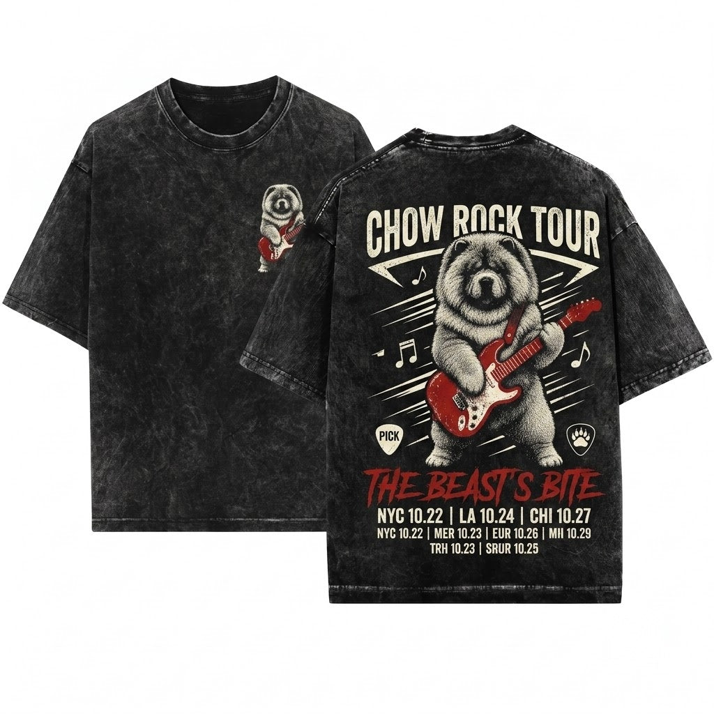 Chow Dog Rock Guitar Music Lover Funny Mom Dad Gift Unisex Wash T-Shirt