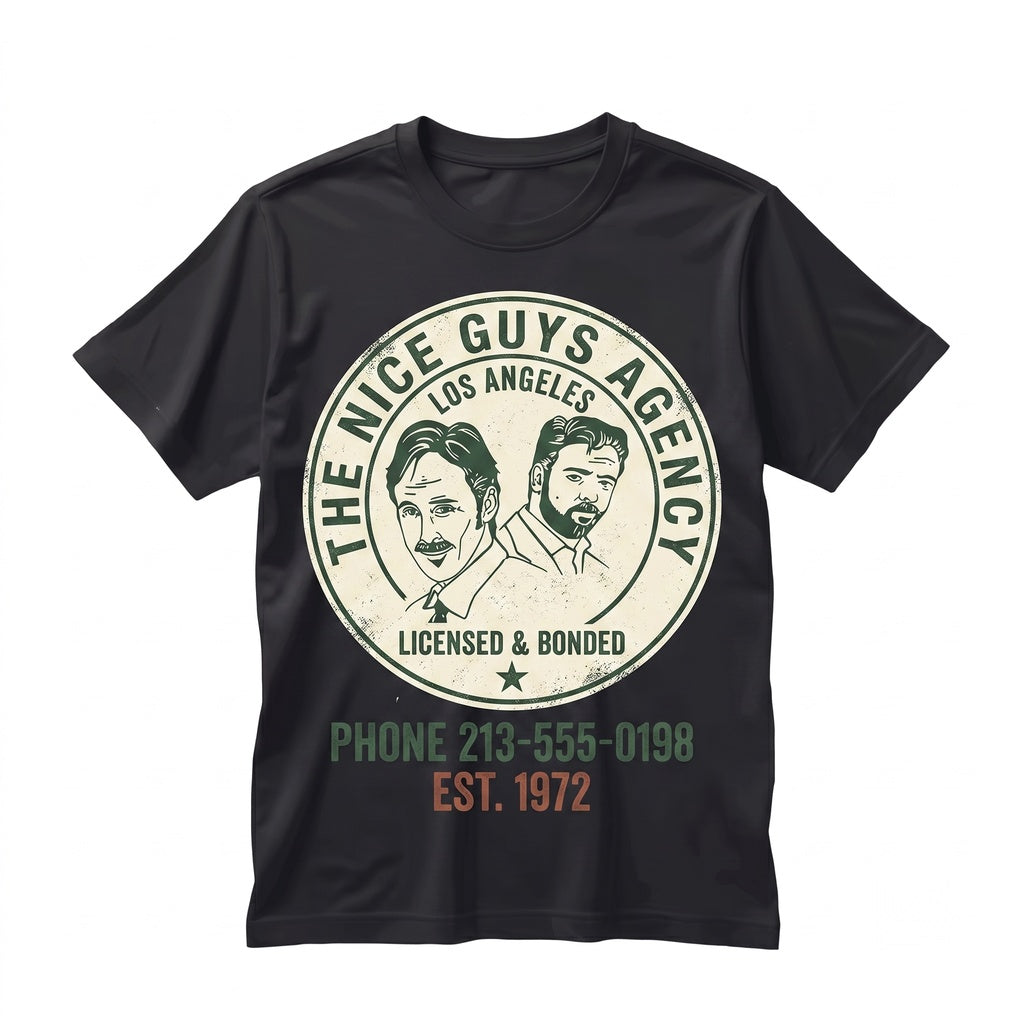 Nice Guys Agency Coffee Mug Funny Retro Movie Ceramic Collectible Apparel Graphic Unisex TShirt
