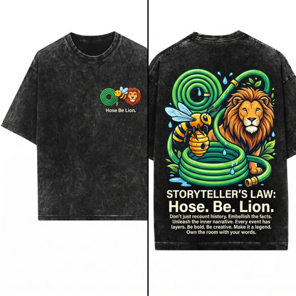 Funny Hose Bee Lion Graphic Meme Wordplay Novelty Unisex Wash T-Shirt