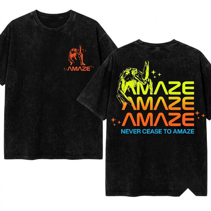 Amaze Rocky Alien Funny Space Graphic Sci-Fi Quote Novelty Unisex Wash T-Shirt