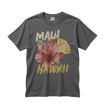 Maui Hawaii Pineapple Hibiscus Floral Tropical Beach Vacation Graphic Unisex TShirt