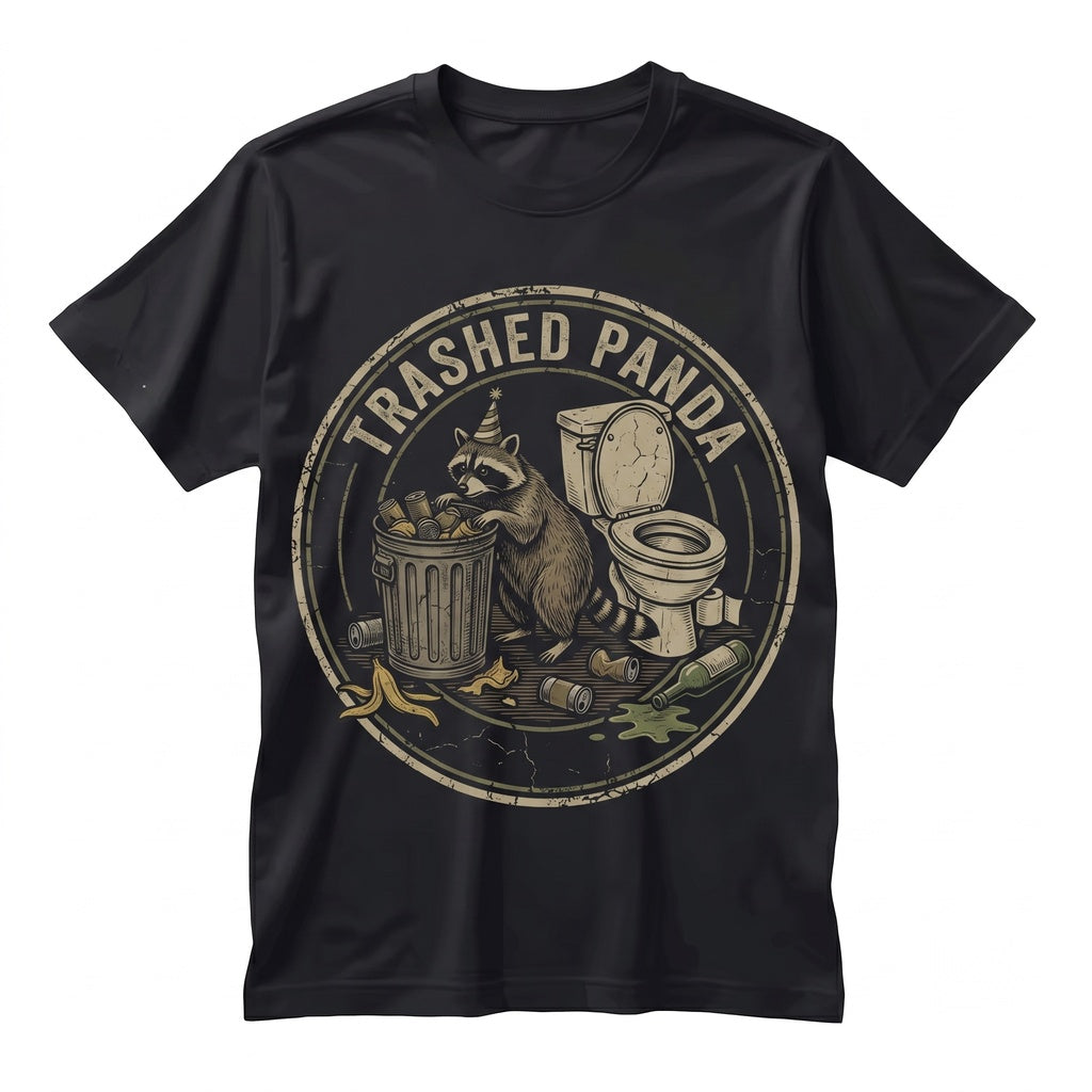 Funny Drunk Trashed Panda Hilarious Animal Humor Vintage Graphic Party Gift Unisex TShirt