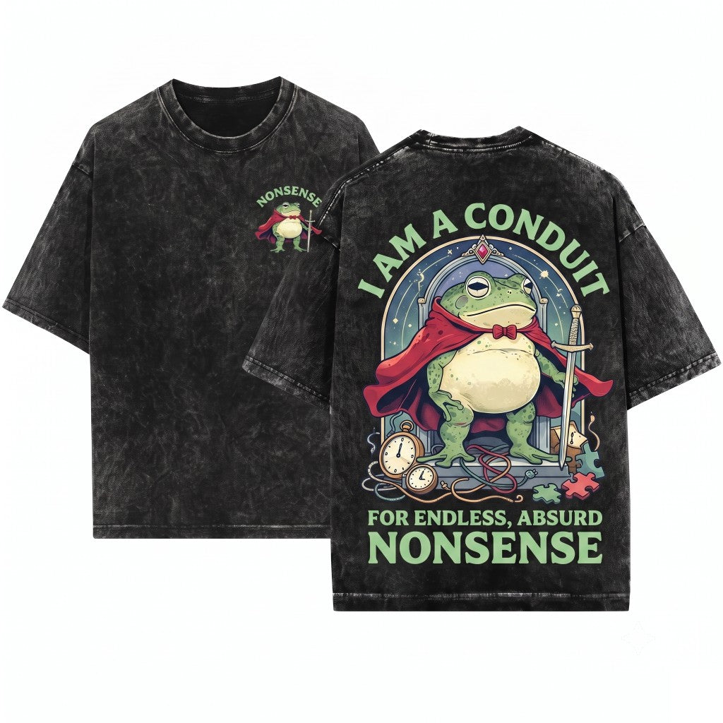 I Am a Conduit for Nonsense Funny Weirdcore Sayings Unique Meme Graphic Humor Sarcastic Adults Men Women Unisex Wash T-Shirt
