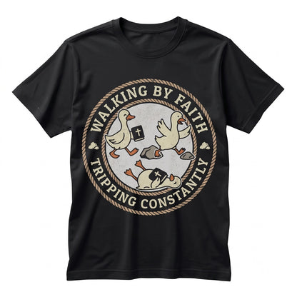 Walking By Faith Tripping Constantly Inspirational Christian Minimal Religious Graphic Apparel Unisex TShirt