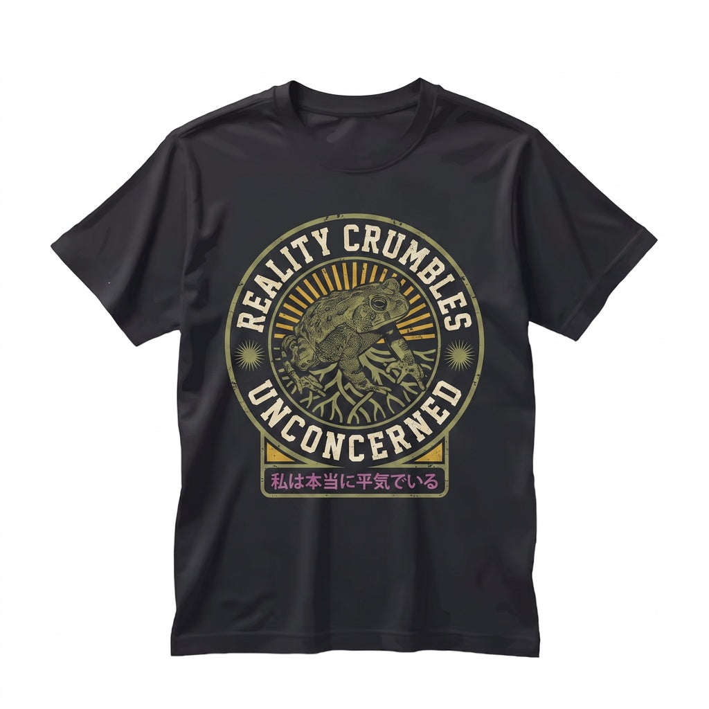 Reality Crumbles Surreal Frog Graphic Aesthetic Vintage Meme Cotton Casual Apparel Unisex TShirt