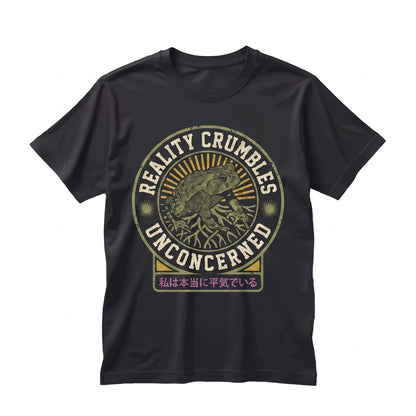 Reality Crumbles Surreal Frog Graphic Aesthetic Vintage Meme Cotton Casual Apparel Unisex TShirt