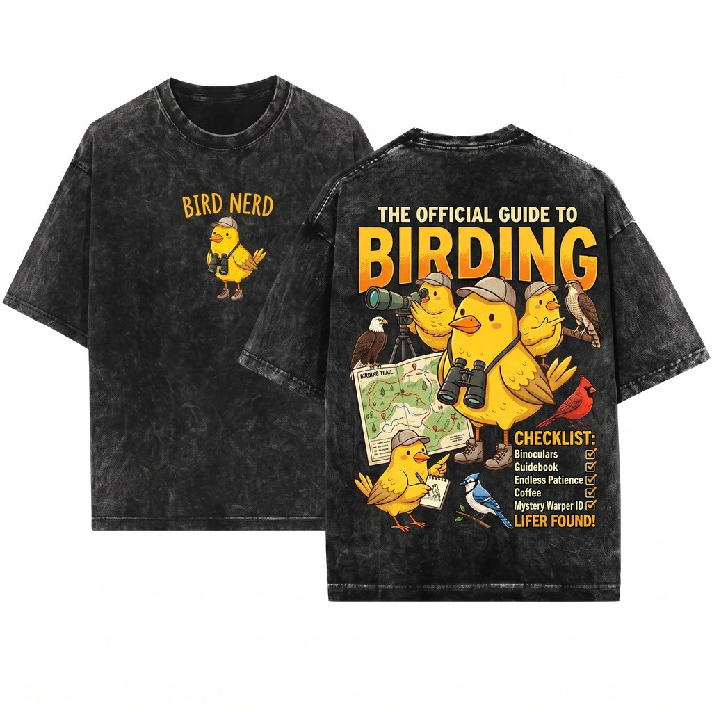 Funny Bird Watcher Nerd Gift Nature Backyard Graphic Unisex Wash T-Shirt