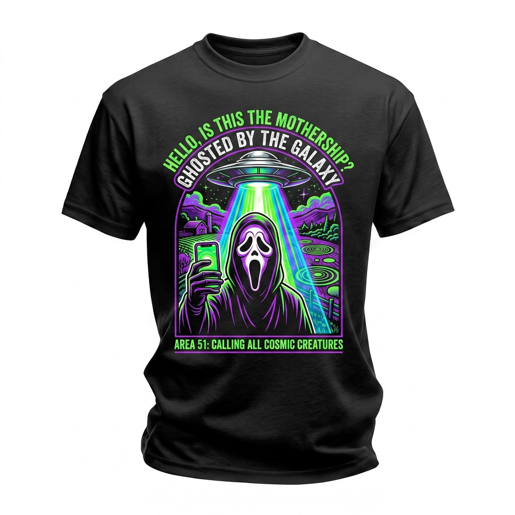 Ghostface Selfie UFO Funny Scream Abduction Spooky Alien Halloween Gift Horror Movie Unisex TShirt