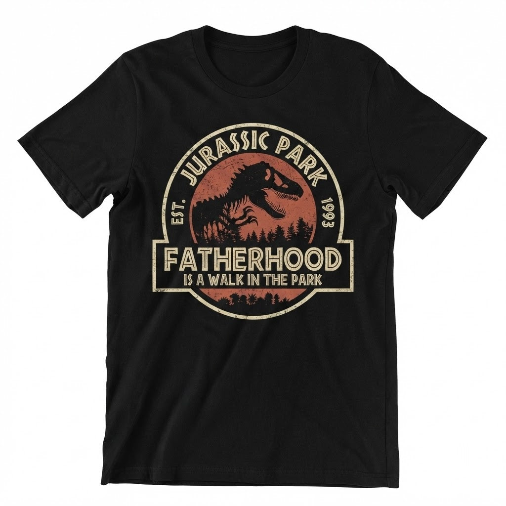 Funny Dinosaur Dad Fatherhood Walk In The Park Graphic Novelty Unisex TShirt