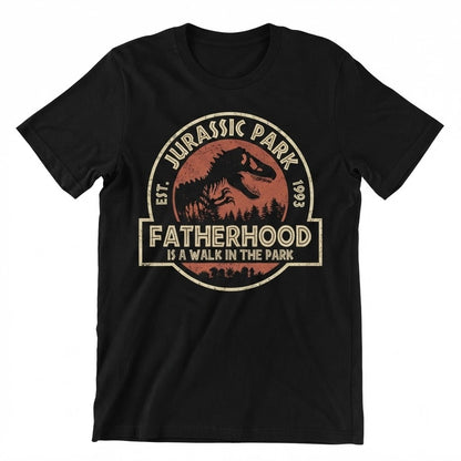 Funny Dinosaur Dad Fatherhood Walk In The Park Graphic Novelty Unisex TShirt