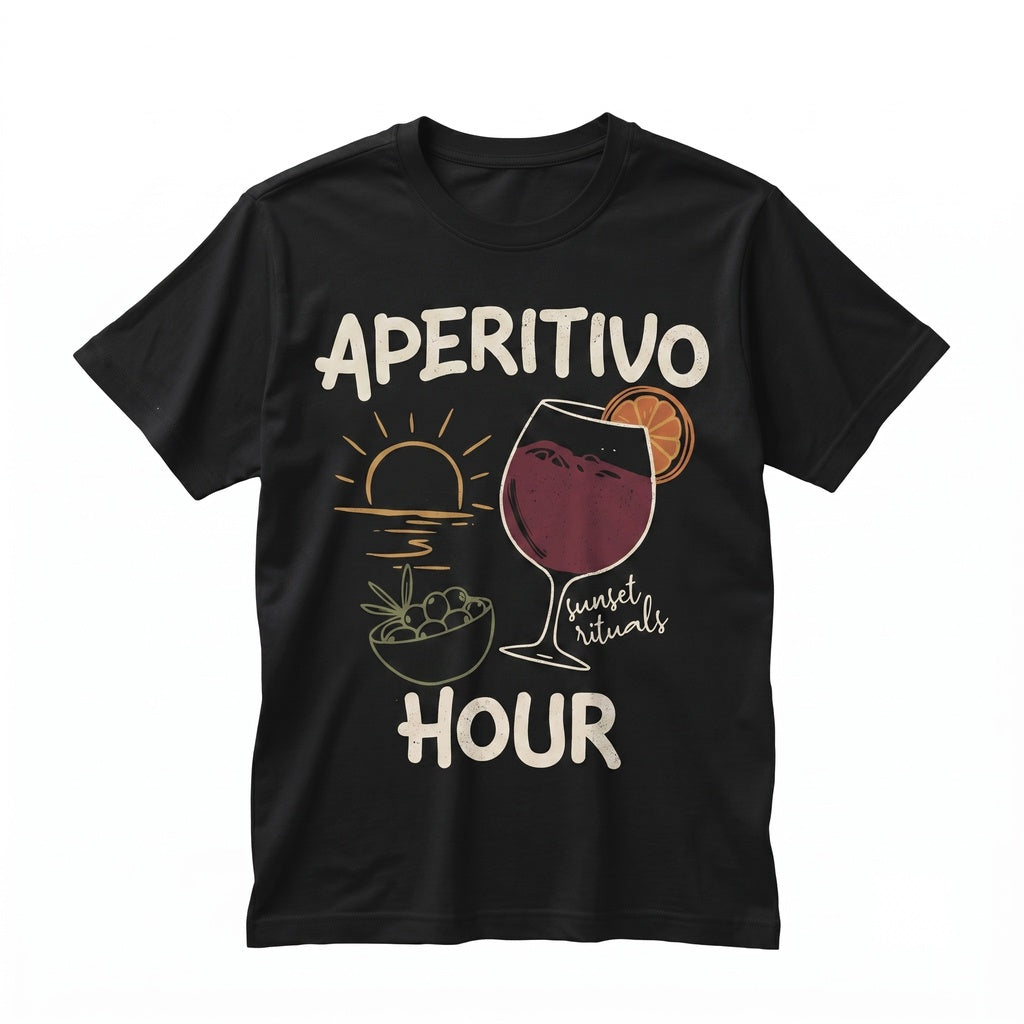 Aperitivo Hour Graphic Italian Orange Spritz Cocktail Vintage Unisex TShirt