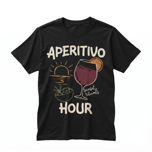 Aperitivo Hour Graphic Italian Orange Spritz Cocktail Vintage Unisex TShirt