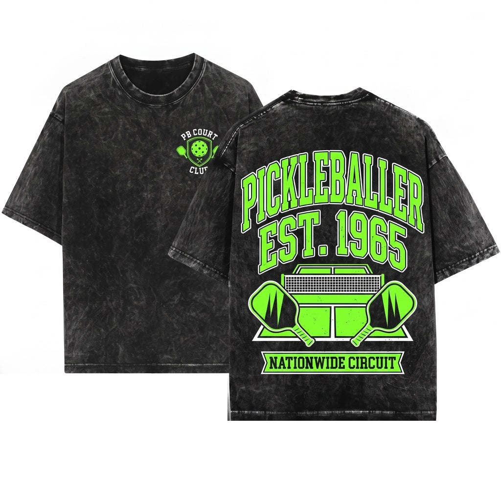 Retro Vintage Pickleball Graphic Typography Player Gift Unisex Wash T-Shirt