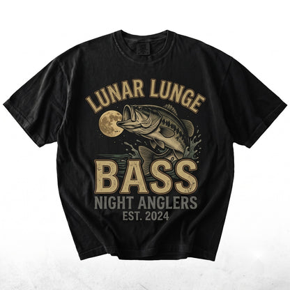Vintage Largemouth Bass Fishing Graphic Moonlit Lake Outdoor Adventure Angler Gift Unisex TShirt