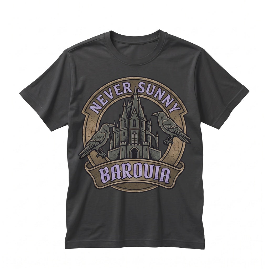 Curse of Strahd Ravenloft Gothic Vampire D&D Fantasy Tabletop RPG Gamer Apparel, Its Never Sunny In Barovia Unisex TShirt