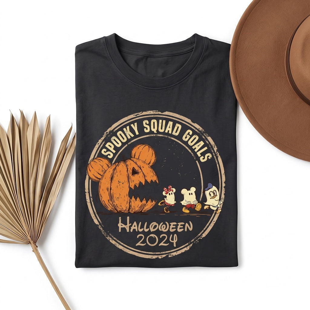 Cute Mouse Pumpkin Eat Ghost Halloween Party Graphic Top, Disney Vacation Group Birthday Gift, Unisex TShirt