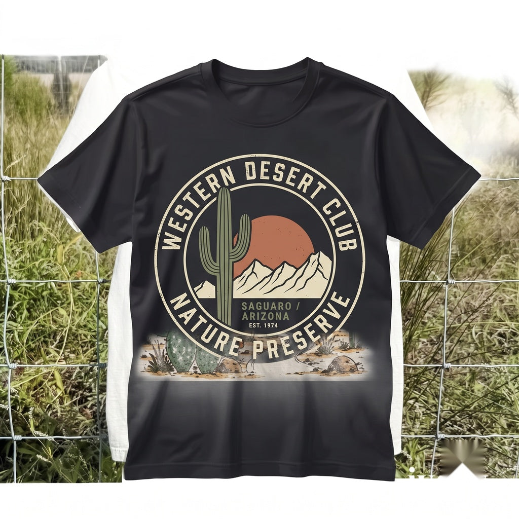 Southwest Desert Cactus Graphic Western Mountain Landscape Rustic Nature Adventure Gift Unisex TShirt
