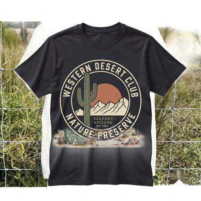 Southwest Desert Cactus Graphic Western Mountain Landscape Rustic Nature Adventure Gift Unisex TShirt
