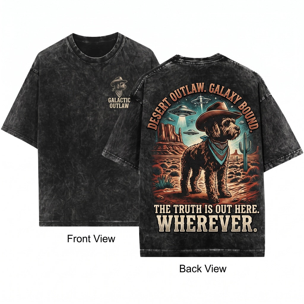 UFO Cockapoo Western Cowboy Dog Mom Dad Gift Ranch Country Desert Wild Unisex Wash T-Shirt