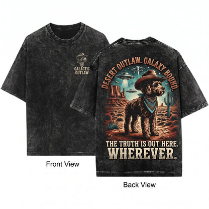 UFO Cockapoo Western Cowboy Dog Mom Dad Gift Ranch Country Desert Wild Unisex Wash T-Shirt