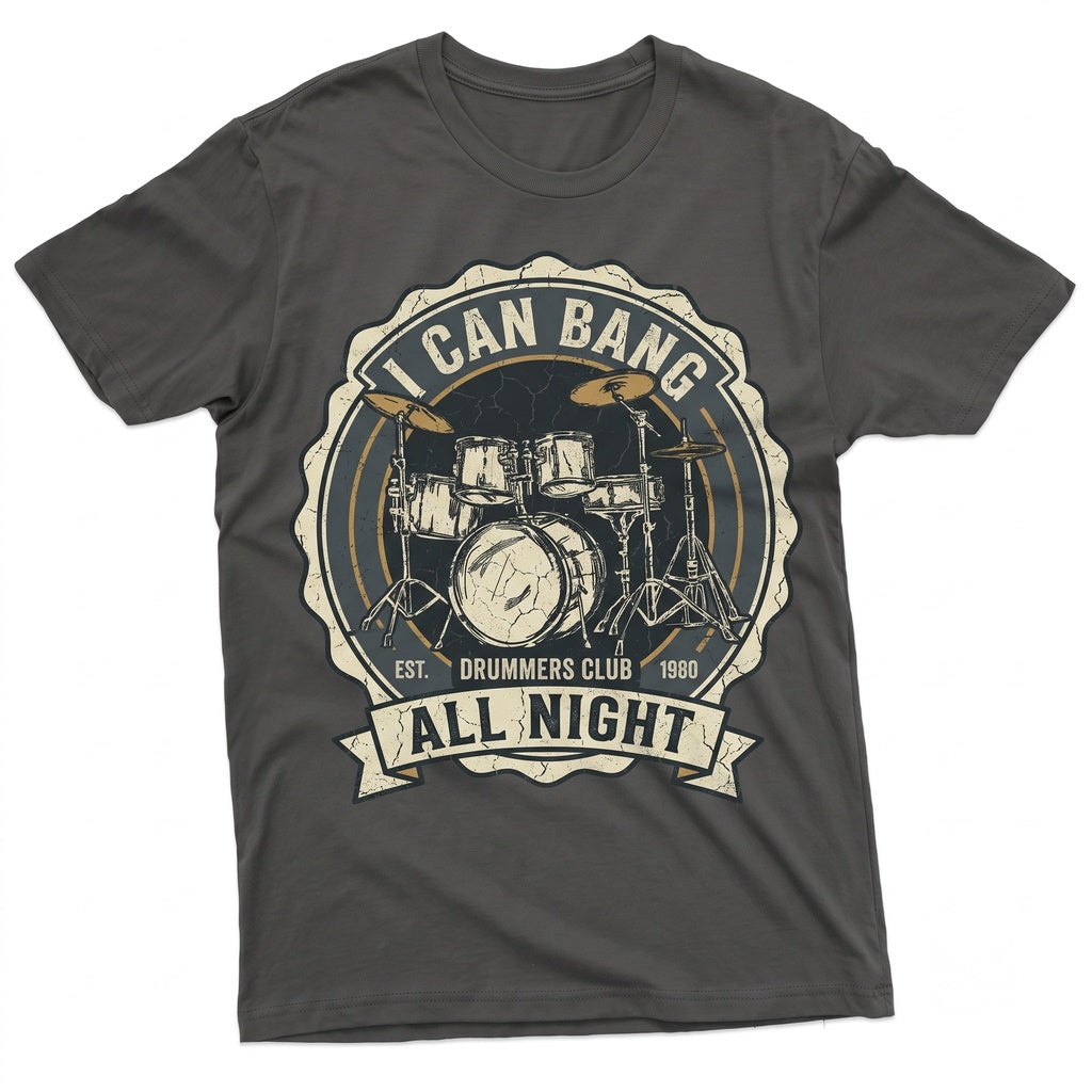 Bang All Night Funny Drummer Dad Fathers Day Percussion Musician Gift for Husband Unisex TShirt