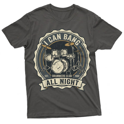 Bang All Night Funny Drummer Dad Fathers Day Percussion Musician Gift for Husband Unisex TShirt