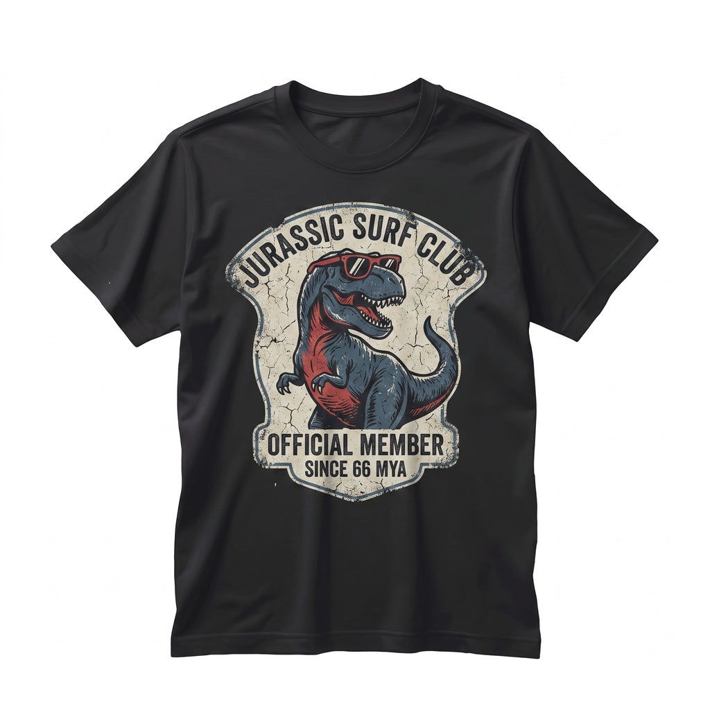 Surfing Dinosaur Beach Graphic Funny Summer Unisex TShirt