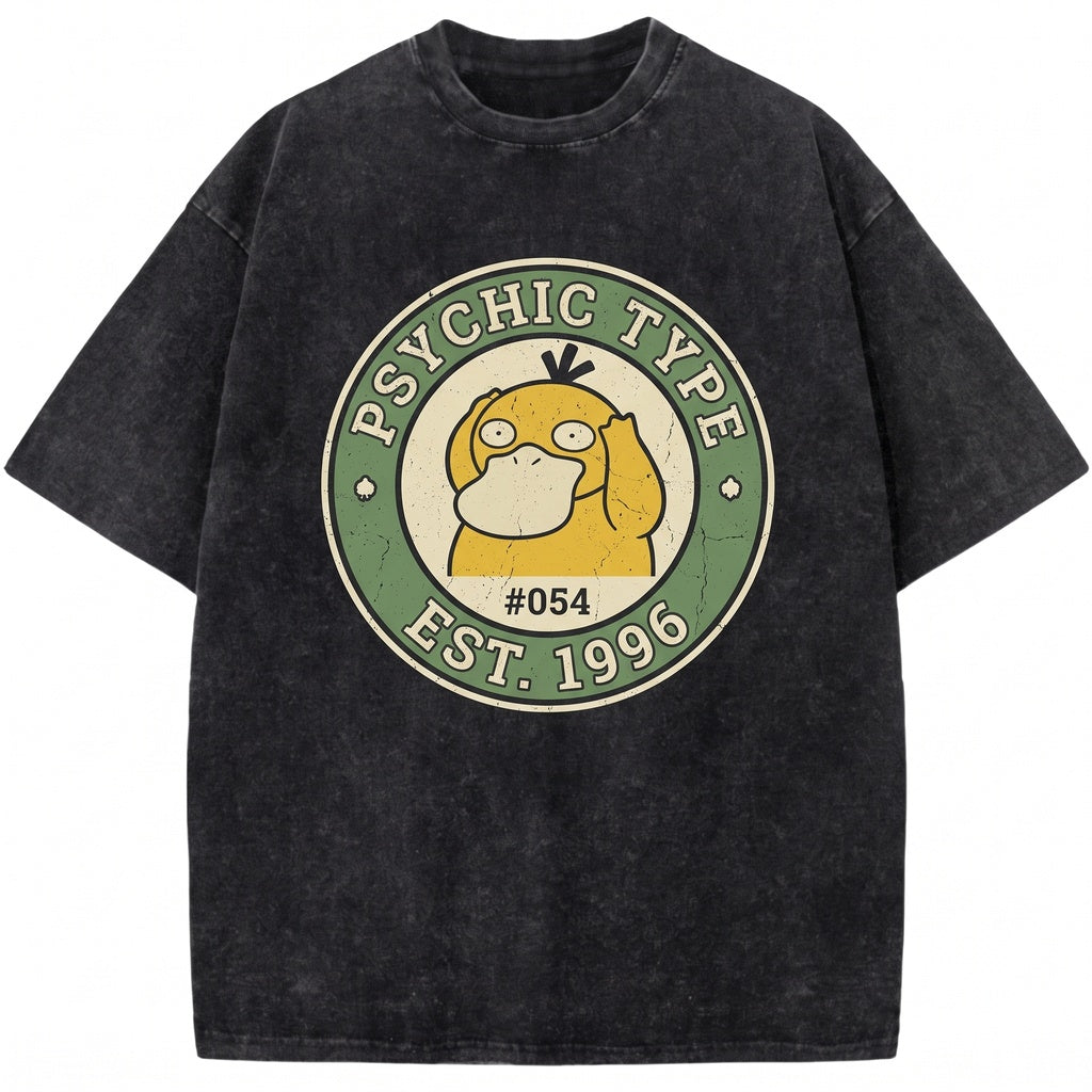 Vintage Psyduck Washed See No Evil Hear Speak Graphic Duck Funny Anime Oversized Gift Unisex TShirt