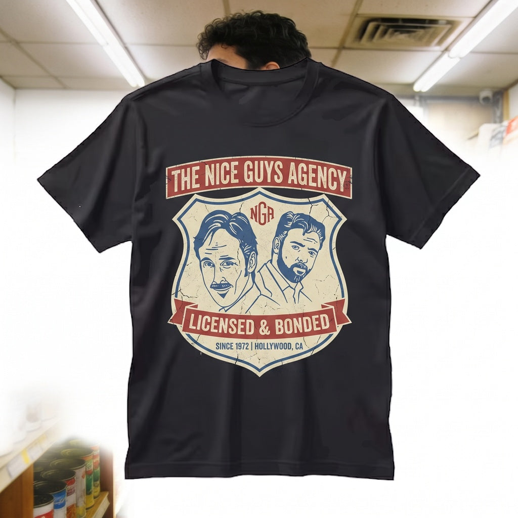 Nice Guys Detective Agency Funny Cult Classic Film Back Print Graphic Unisex TShirt