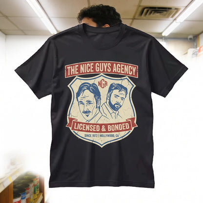 Nice Guys Detective Agency Funny Cult Classic Film Back Print Graphic Unisex TShirt
