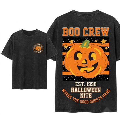 Preppy Cute Halloween Pumpkin Jack OLantern Unisex Wash T-Shirt